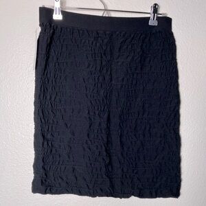 Spiritual gangster black stretch skirt summer pool comfy ruched spandex midi NEW
